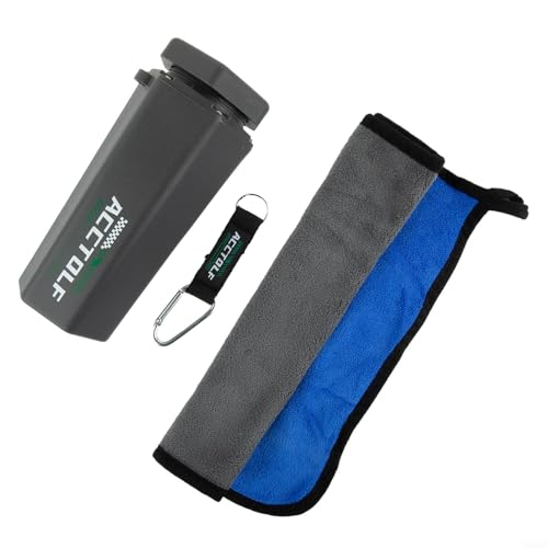 Qualoramall Tragbare Golfball-Unterlegscheibe für Taschen oder Wagen, persönliches Reinigungsgerät mit Tuch, passend für Becherhalter, hält Bälle sauber auf dem Golfplatz (schwarz) von Qualoramall