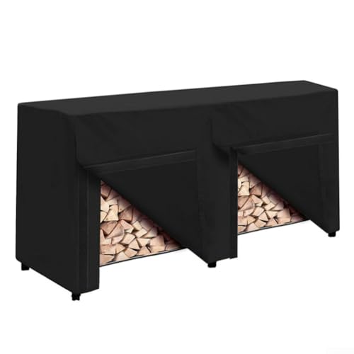 Qualoramall Wasserdichte Kaminholzregal-Abdeckung, 1,2 m und 2,4 m, robustes 210D-Oxford-Gewebe mit PU-Beschichtung, Outdoor-Kaminholz-Aufbewahrung, Schutz mit Belüftungsöffnungen und verstellbarem Qualoramall Wasserdichte Kaminholzregal-Abdeckung, 1,2 m und 2,4 m, robustes 210D-Oxford-Gewebe mit PU-Beschichtung, Outdoor-Kaminholz-Aufbewahrung, Schutz mit Belüftungsöffnungen und verstellbarem von Qualoramall