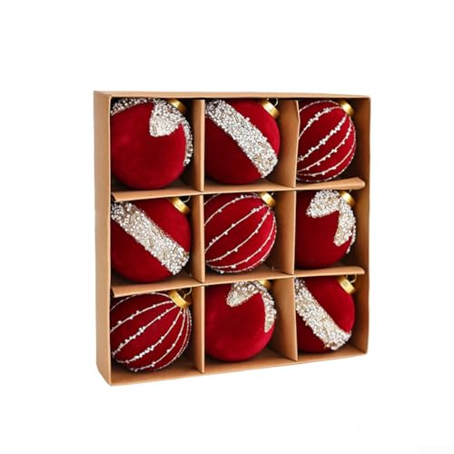 Qualoramall Weihnachtskugeln, 6/8 cm, beflockt, hängende Weihnachtsdekoration, festliche Feiertags-Heimdekoration, Weihnachtsbaumschmuck-Set mit Aufhängeschlaufen für Weihnachtsbaumkränze (8 cm, rot) Qualoramall Weihnachtskugeln, 6/8 cm, beflockt, hängende Weihnachtsdekoration, festliche Feiertags-Heimdekoration, Weihnachtsbaumschmuck-Set mit Aufhängeschlaufen für Weihnachtsbaumkränze (8 cm, rot) von Qualoramall