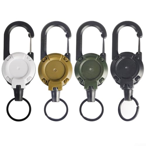 Robuste, einziehbare Ausweisrolle mit Karabiner und Stahldrahtseil zur sicheren Befestigung von Ausweisen und Schlüsseln bei Outdoor-Abenteuern (Gelb) von Qualoramall