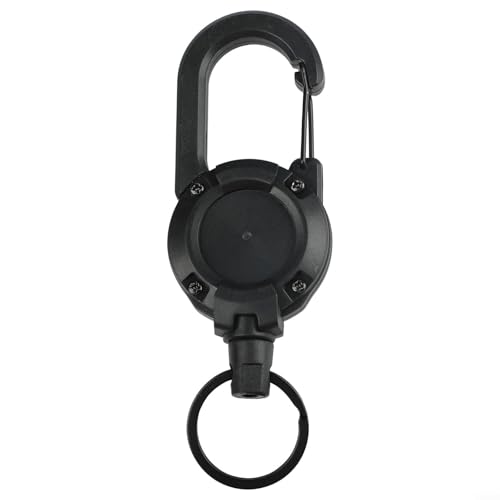 Robuste, einziehbare Ausweisrolle mit Karabiner und Stahldrahtseil zur sicheren Befestigung von Ausweisen und Schlüsseln bei Outdoor-Abenteuern (schwarz) von Qualoramall