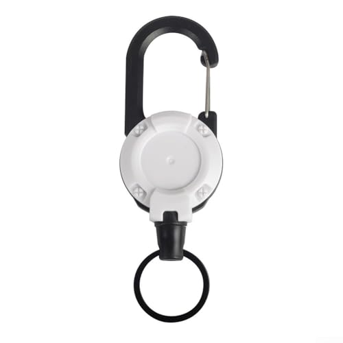 Robuste, einziehbare Ausweisrolle mit Karabiner und Stahldrahtseil zur sicheren Befestigung von Ausweisen und Schlüsseln bei Outdoor-Abenteuern (weiß) von Qualoramall