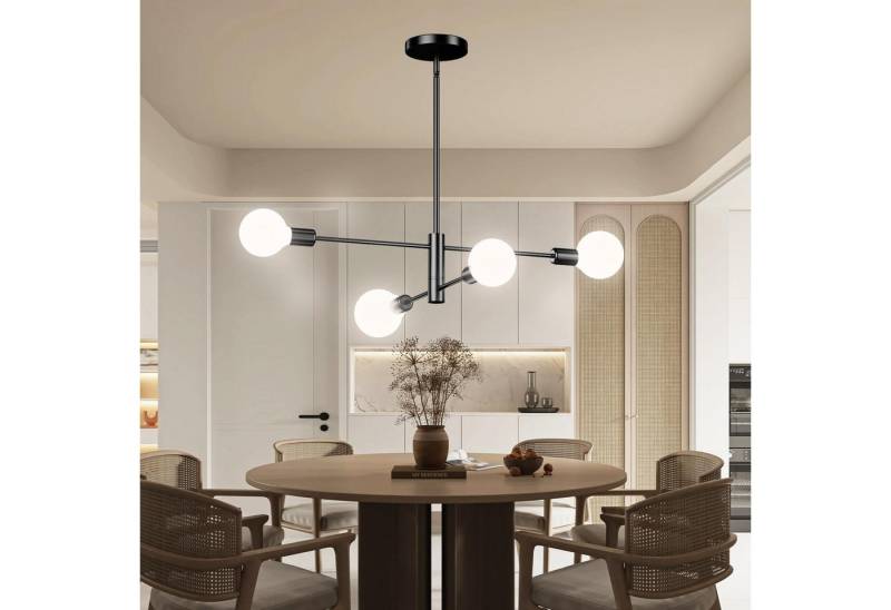 Laybasic Deckenleuchte 4/6/8 Licht E27 Lampe Deckenleuchte Modern Hängelampe Pendelleuchte, Höhenverstellbar Deckenlampe für Esszimmer Schlafzimmer Wohnzimmer von Qualra