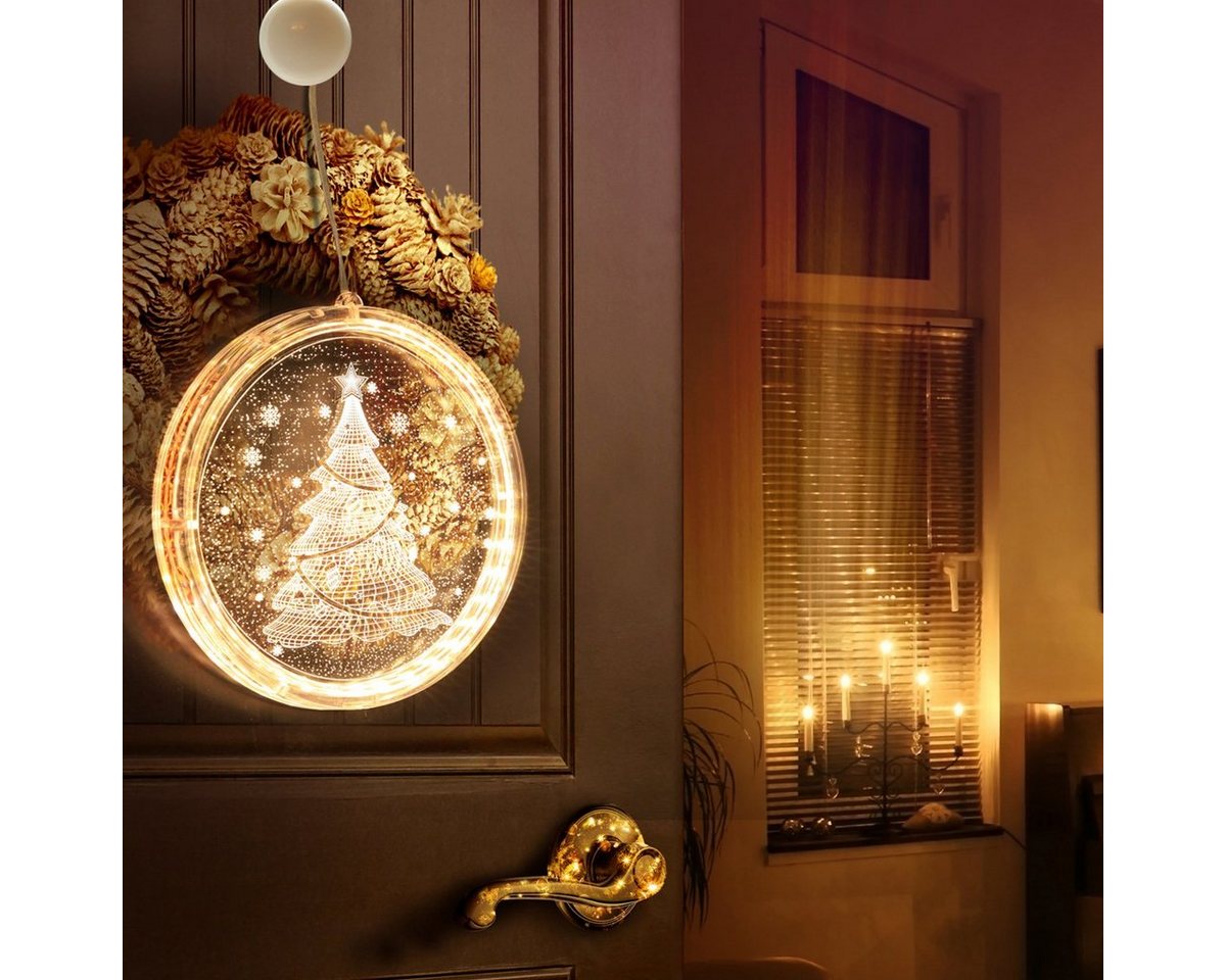 Qualra Beleuchtetes Fensterbild LED Weihnachtsdeko Fensterbeleuchte Hängende Warmweiß Batteriebetrie von Qualra