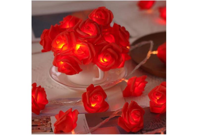 Qualra LED-Lichterkette Deko Rosen Lichterkette Blumen 20LED 3M für Innen Zimmer Kinderzimmer, Batteriebetrieben von Qualra