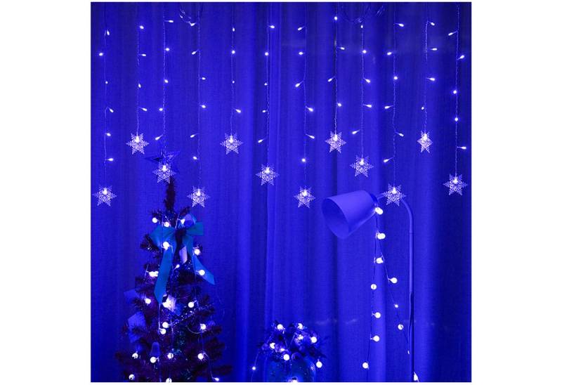 Qualra LED-Lichtervorhang 2/3 Stück Lichtervorhang Schneeflocke 96LEDs Innen Außen Wasserdicht, 8 Modi Lichterkette Gardine Wohnzimmer Weihnachtsdekoration von Qualra