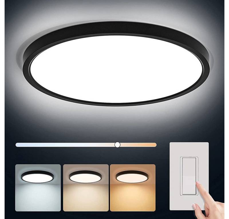 Qualra LED Deckenleuchte 3000K/4000K/6000K Dimmbar LED Deckenlampe Panel Deckenleuchte, 24W 23CM, 24-48W Nachtlicht für Schlafzimmer Küche Wohnzimmer von Qualra
