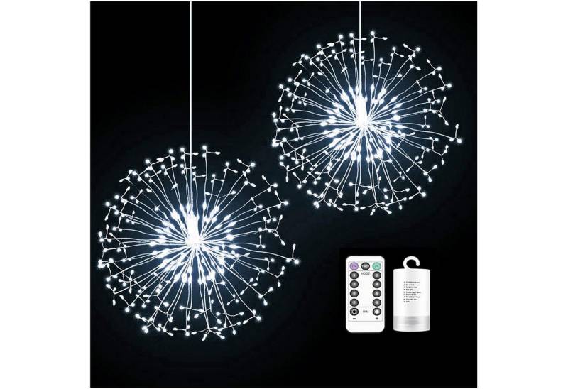 Qualra LED-Lichterkette 198LEDs Weihnachtsbeleuchtung Feuerwerk Lichterkette Weihnachten, Fernbedienung Wasserdicht Batterie von Qualra