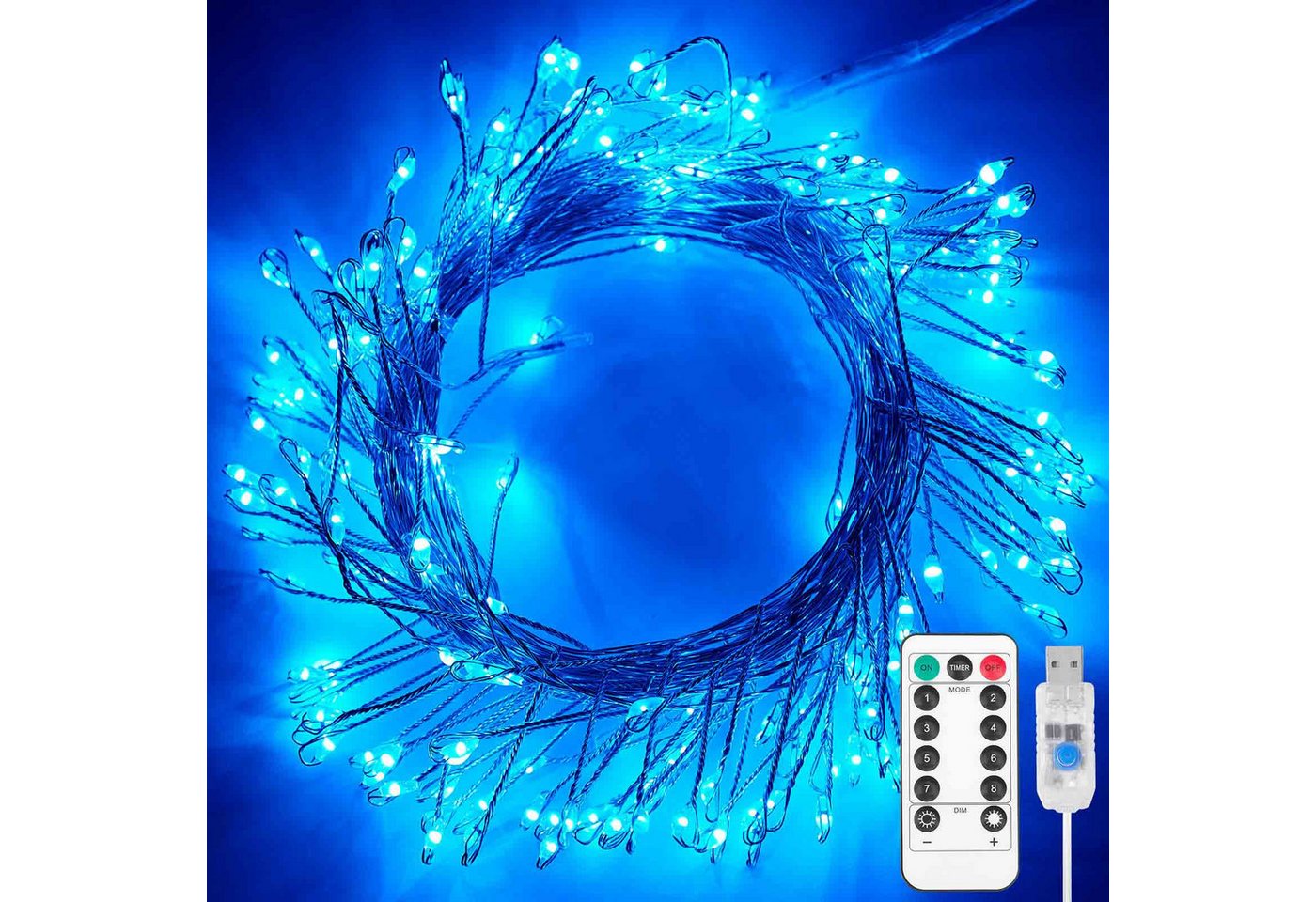 Qualra LED-Lichterkette 100/200LEDs Cluster Lichterkette USB Kupferkabel Feuerwerkskörper, 3/6m Dimmer mit Fernbedienung Wasserdicht Timer Weihnachtslichterkette Qualra LED-Lichterkette 100/200LEDs Cluster Lichterkette USB Kupferkabel Feuerwerkskörper, 3/6m Dimmer mit Fernbedienung Wasserdicht Timer Weihnachtslichterkette von Qualra