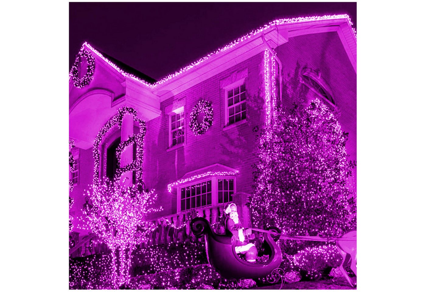 Qualra LED-Lichterkette 156/200LEDs LED Lichterkette Außen Weihnachten 20M für Party Halloween, Wasserdicht mit Blitz-LED-Birne von Qualra