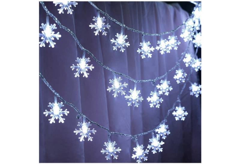 Qualra LED-Lichterkette 2/3 Stück LED Schneeflocke Lichterkette 20/40LEDs Batterie Wasserdicht, 3/6M Außen Innen Lichterketten Weihnachten Deko von Qualra
