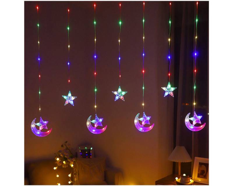 Qualra LED-Lichtervorhang Lichter Vorhang Innen 82LEDs Lichterkette Batterie Schlafzimmer Deko, 2.3M Wasserdicht Weihnachtsbeleuchtung Außen von Qualra