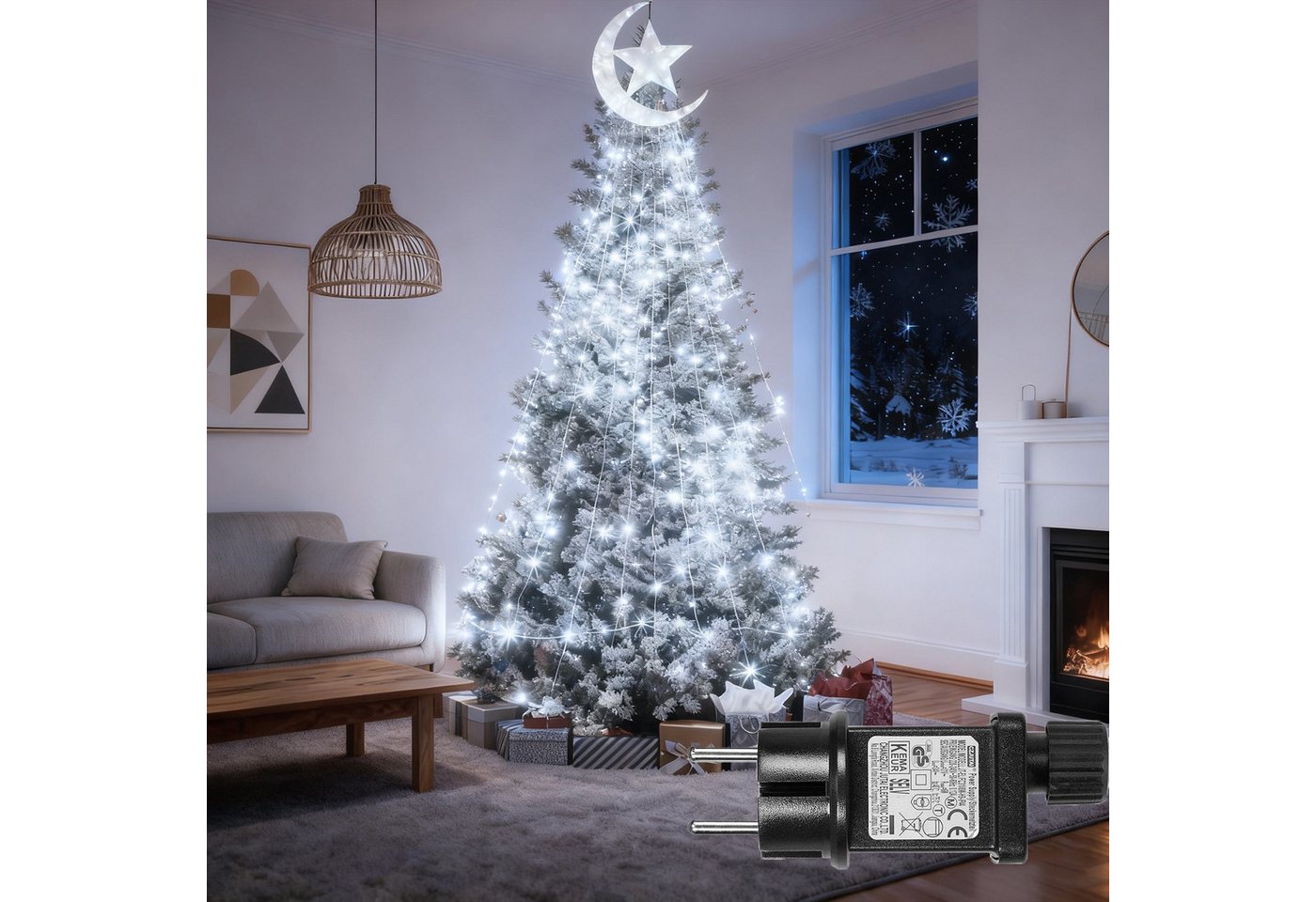 Qualra LED-Lichtervorhang Wasserfall-Weihnachtslichterkette 350 LEDs, Stern-Mond LED Lichterkette Qualra LED-Lichtervorhang Wasserfall-Weihnachtslichterkette 350 LEDs, Stern-Mond LED Lichterkette von Qualra