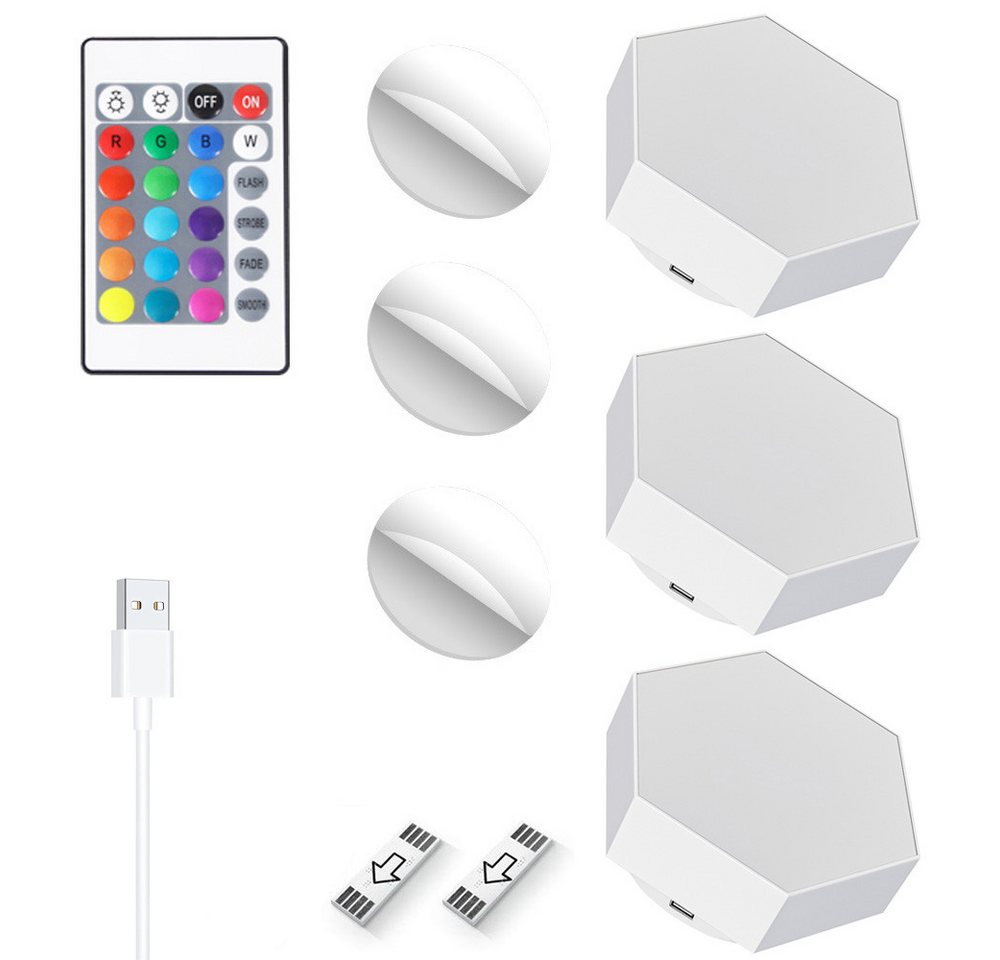 Qualra LED Nachtlicht Hexagon RGB Gaming Wandleuchte Sechseck LED Panel mit Fernbedienung, Wandpaneele Beleuchtung für Gamer Room Deko von Qualra