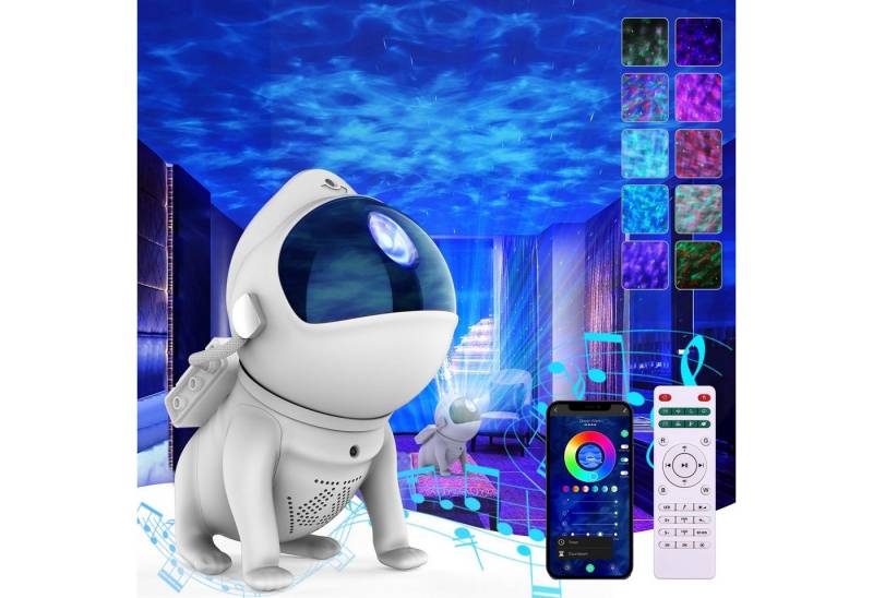 Qualra LED Nachtlicht Hund Galaxie Projektor Bluetooth Musiklautsprecher 21 Farbmodi Kinder, 8 Weißes Rauschen Fernbedienung App-Steuerung von Qualra