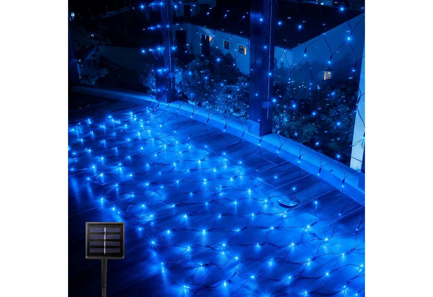 Qualra LED Solarleuchte LED-Lichternetz Solar, 8 Modi 100/200LED Weihnachtsdeko Lichtvorhang, Blau von Qualra