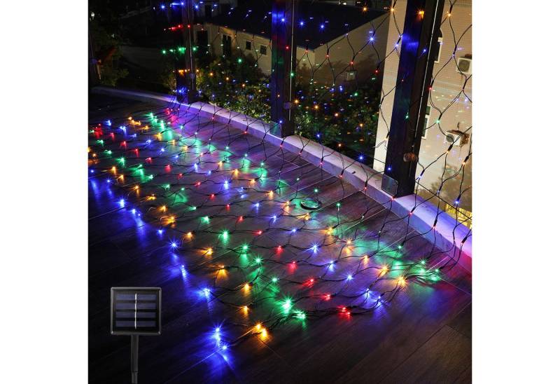 Qualra LED Solarleuchte LED-Lichternetz Solar, 8 Modi 100/200LED Weihnachtsdeko Lichtvorhang, Mehrfarbig von Qualra