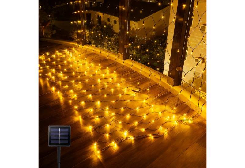 Qualra LED Solarleuchte LED-Lichternetz Solar, 8 Modi 100/200LED Weihnachtsdeko Lichtvorhang, Warmweiß von Qualra