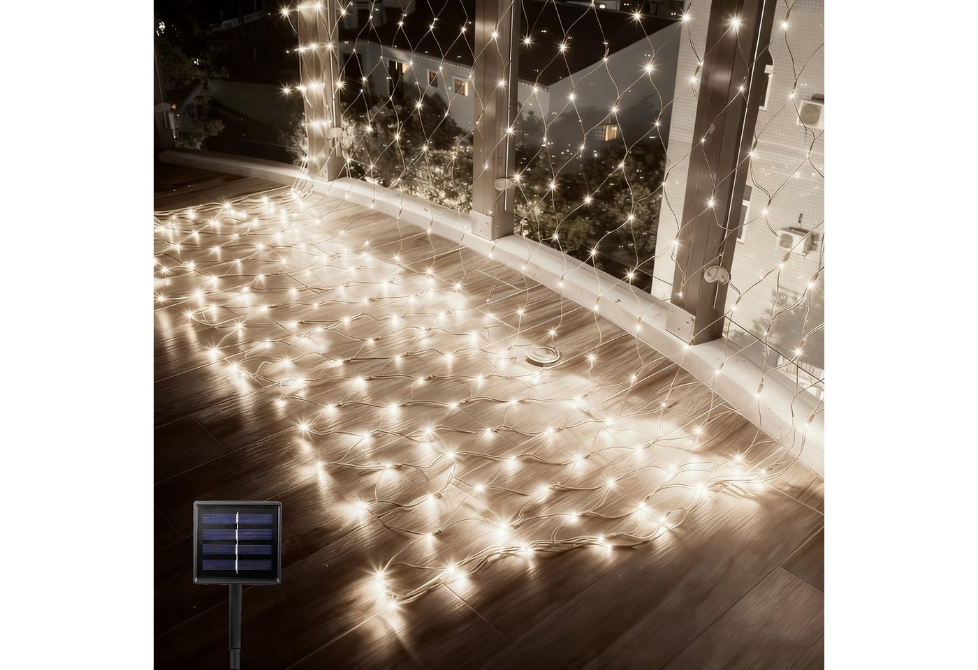 Qualra LED Solarleuchte LED-Lichternetz Solar, 8 Modi 100/200LED Weihnachtsdeko Lichtvorhang, Weiß von Qualra