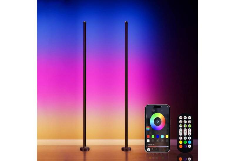 Qualra LED Stehlampe LED Stehlampe Wohnzimmer 16 Millionen Farben Stehlampen Musikmodus, 122cm Abnehmbar Fernbedienung Bluetooth App von Qualra