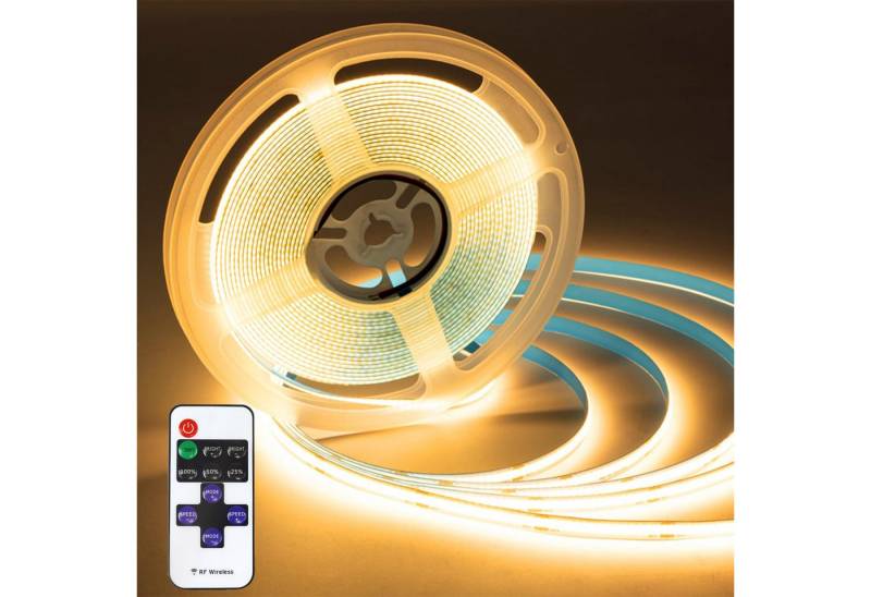 Qualra LED Stripe 3000-6000K 5M COB LED Strip CRI 93 LED Streifen Licht Flexibel 24V, DIY Dekoration mit Fernbedienung für Schlafzimmer TV Küche Wohnzimmer von Qualra