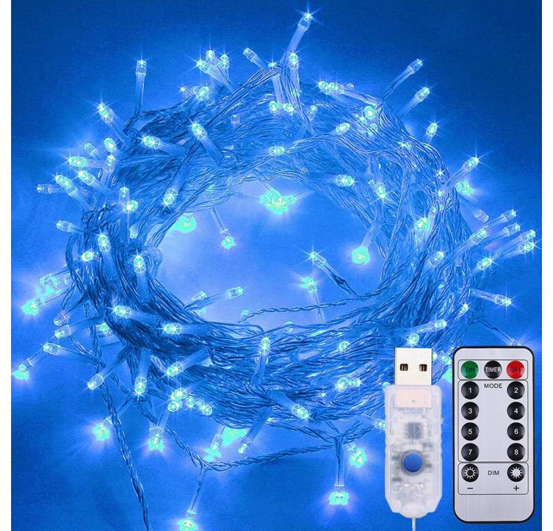 Qualra Lichterkette 50/100LEDs Außen Innen Lichterkette USB 8 Modi Weihnachtsbeleuchtung, 5/10M Wasserdicht Dimmer Timer Fernbedienung Weihnachtsdeko für Party von Qualra