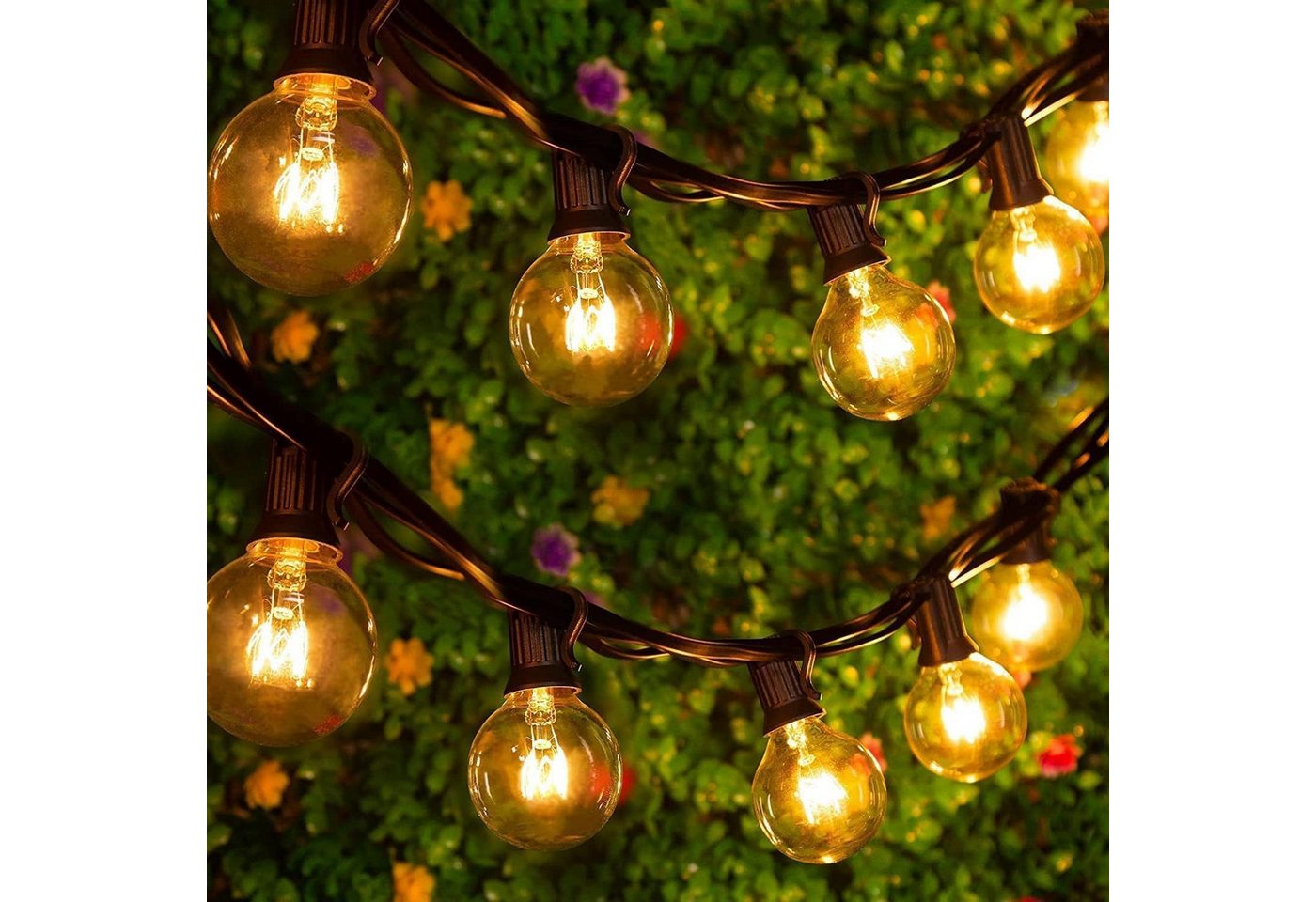 Qualra Lichterkette Lichterkette G40 Glühbirnen E12 Sockel Warmweiße, 3.2M/8.2M/9.8M/16.4M, Wetterfest Außen Qualra Lichterkette Lichterkette G40 Glühbirnen E12 Sockel Warmweiße, 3.2M/8.2M/9.8M/16.4M, Wetterfest Außen von Qualra