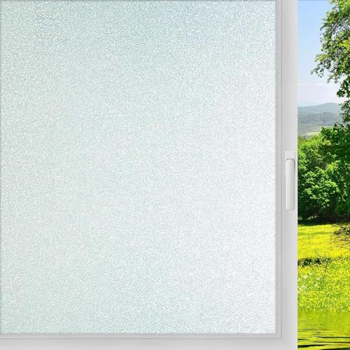 Qualsen Fensterfolie Blickdicht Sichtschutzfolie Fenster Milchglasfolie Fensterfolie Selbsthaftend Blickdicht Klebefolie Fenster Fensterfolie Sichtschutz Anti-UV Folie (44.3cm x 150cm) von Qualsen