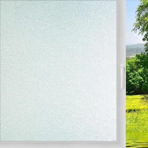 Qualsen Fensterfolie Sichtschutz Selbsthaftend Blickdicht Sichtschutzfolie Fenster Milchglasfolie (Funkelnd Milchglasfolie, 90x400cm) von Qualsen