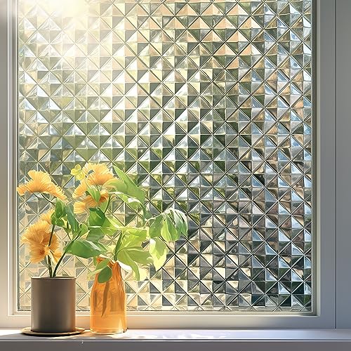 Qualsen Fensterfolie Folie Fenster Sichtschutz Fensterfolie Selbsthaftend Statisch Haftend Sichtschutzfolie UV-Schutz Geeignet für Hausbäder, Büros, Wohnzimmer, Küchen（44 * 200cm） von Qualsen