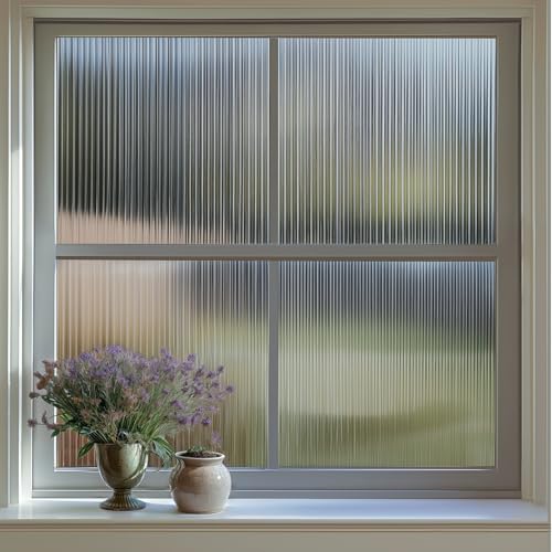 Qualsen Fensterfolie Schilfmuster Sichtschutzfolie Fenster Folie Fenster Sichtschutz Selbsthaftend Statisch Haftend Anti-UV Dekofolie klebefolie Fenster für Zuhause Büro (Grau, 60x200cm) von Qualsen