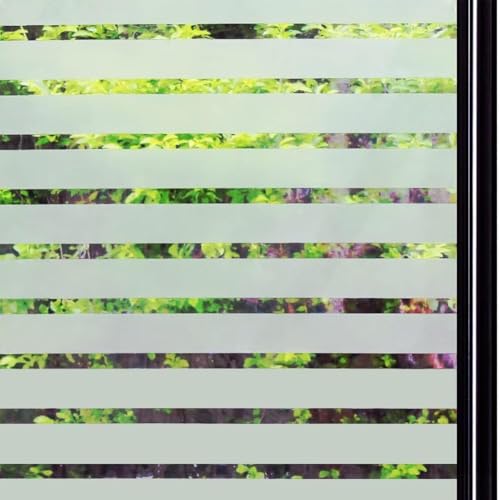 Qualsen Fensterfolie Selbsthaftend Blickdicht Sichtschutzfolie Fenster Milchglasfolie Klebefolie Fenster Fensterfolie Sichtschutz Folie Anti-UV (115 x 200 cm, Fensterfolie Streifen) von Qualsen