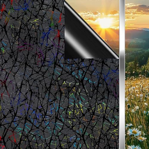 Qualsen Fensterfolie Sonnenschutz Verdunklungsfolie Für Fenster Blickdicht Schwarz Fenster 3D Sichtschutzfolie Selbstklebend Fensterfolie Verdunklung Folie Abdunklungsfolie Anti-UV(30 * 200CM) von Qualsen