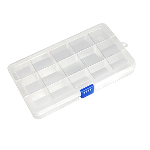 Qualsen Plastik Aufbewahrungsbox Einstellbar Fächer Sortimentskasten Schmuckschatulle Werkzeugcontainer (15 Raster X 1 Packungen, Transparent) von Qualsen