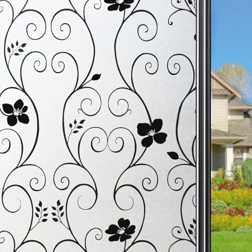 Qualsen Fensterfolie Blickdicht Sichtschutzfolie Fenster Milchglasfolie Fensterfolie Sichtschutz Fensterfolie Selbsthaftend Blickdicht Klebefolie Fenster Anti-UV, 44.3 x 200 cm von Qualsen