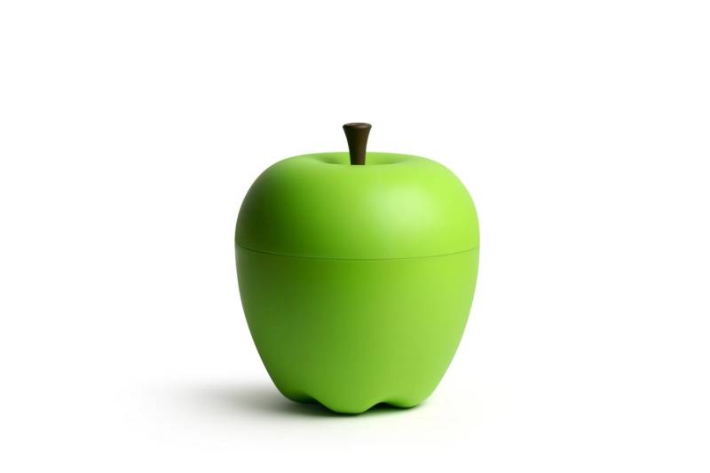 Qualy Design Aufbewahrungsbox Mini Happle Grün (Kunststoff, 1 St., ca. Ø 18 cm x 22 cm), Apfel Box Vorratsbehälter, lebensmittelecht von Qualy Design