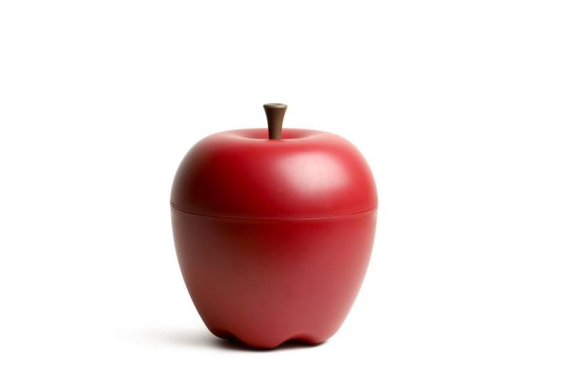 Qualy Design Aufbewahrungsbox Mini Happle Rot (Kunststoff, ca. Ø 18 cm x 22 cm), Apfel Box Vorratsbehälter, lebensmittelecht von Qualy Design