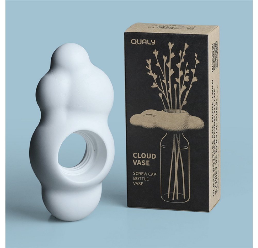 Qualy Design Dekovase Cloud Schraubverschluss Wolke DIY Flaschenvase (Kunststoff, 1 St., ca 12,5 x 6 x 4 cm), Wolkenvase Weiß für Flaschen von Qualy Design