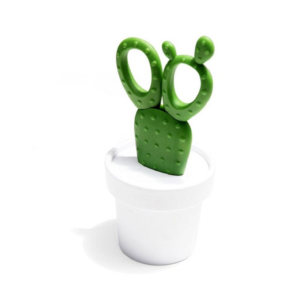 Qualy Design Papierscheren Kaktus Schere im Topf Cactus Scissors, (Büro Organizer, Kunststoff, Edelstahl), ca. 7 x 7 x 15 cm von Qualy Design
