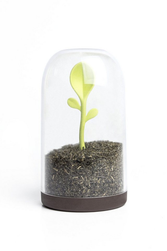 Qualy Design Vorratsdose Sprout Jar mit Löffel, Kunststoff, (ca. Ø 9 x 16,5 cm, praktisch für die Küche & dekorativ), transparent, Dose, Behälter für Kaffee, Tee, Gewürze von Qualy Design