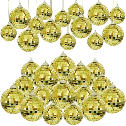 Quancru 16 Stücke Spiegel Disco Kugel Goldene Reflektierende Diskothekenpartys Dekoration glänzender Autospiegel Dekorationen Familie Weihnachtsbühne Quancru 16 Stücke Spiegel Disco Kugel Goldene Reflektierende Diskothekenpartys Dekoration glänzender Autospiegel Dekorationen Familie Weihnachtsbühne von Quancru