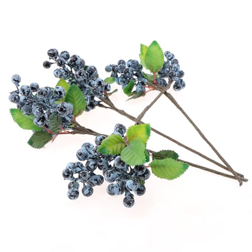 Quancru 4 Stück Künstliche Heidelbeerzweige Simulation Beeren Künstliche Pflanze DIY Blumenarrangement Kranz Dekoration Brautstrauß Fotografie Party von Quancru