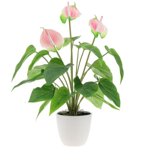 Quancru 42cm Simulation Anthurium Lilien Blume Künstliche Bonsai Echte Berührung Gefälschte Andraeanum Pflanze Dekoration Hochzeit Party Anzeigen von Quancru