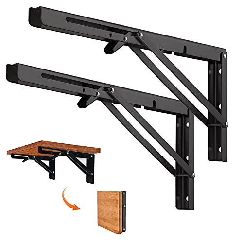 Quanerba 2 Stück Klappkonsole Schwerlast, maximale Tragfähigkeit Klappregalhalterungen, Regalträger & -Stützen, Klappscharnier für Haus Küche Büro Grill Wandhalterung (20Inch (500mm)-max 100kg) von Quanerba