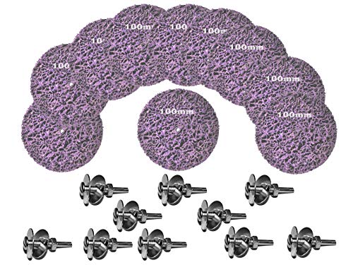 10 Stück Reinigungsscheibe CSD Ø 100mm Purple mit Einspannschaft/Spanndorn Schaft für Bohrmaschinenfutter oder flexible Welle. Grobreinigungsscheibe CBS Clean Strip Disc Premium Nylongewebescheibe von Quantex