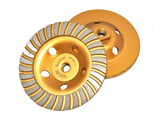 2 Stück M14 Gold Diamant Schleiftopf, Durchmesser 125 mm, für Winkelschleifer. Turbo Topfscheibe, Schleifteller Gold. 2 Stück M14 Gold Diamant Schleiftopf, Durchmesser 125 mm, für Winkelschleifer. Turbo Topfscheibe, Schleifteller Gold. von Quantex