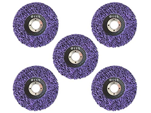 5 Stück Reinigungsscheibe Grobreinigungsscheibe CSD Ø 115mm CBS für Winkelschleifer Clean Strip Disc Premium Purple Nylongewebescheibe von Quantex