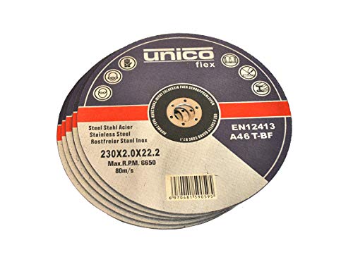 5 Stück Trennscheibe Ø 230mm x 2.0mm für Winkelschleifer Stahl Edelstahl Flexscheibe Inox Metall von Quantex