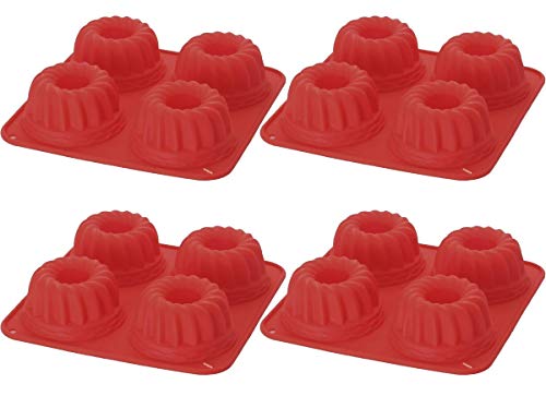 4er Set Silikon Muffin Backform - Silikonbackform - Kuchenform - Cupcakes - Muffinform von quantio