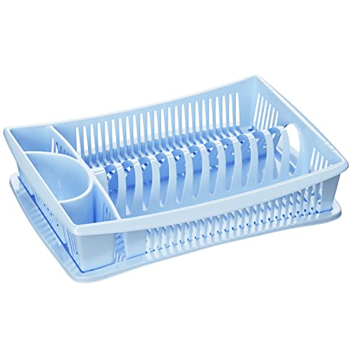 WELLGRO Abtropfgestell - Abtropfgitter - Geschirr Abtropfkorb - Abtropfständer - Abtropfschale - Geschirrabtropfständer - Made IN Europe, Farbe:Blau von quantio